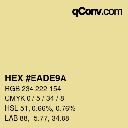 Color code: HEX #EADE9A | qconv.com