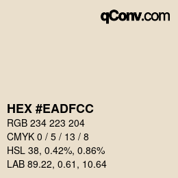 Code couleur: HEX #EADFCC | qconv.com