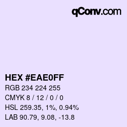 Farbcode: HEX #EAE0FF | qconv.com