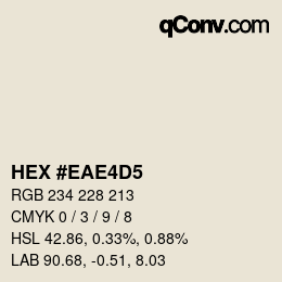 Color code: HEX #EAE4D5 | qconv.com