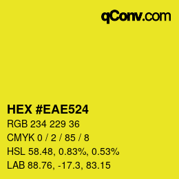 Farbcode: HEX #EAE524 | qconv.com