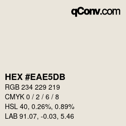 Color code: HEX #EAE5DB | qconv.com