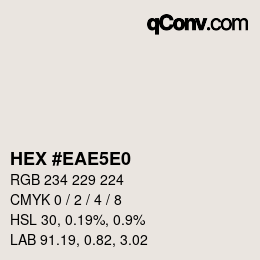 Color code: HEX #EAE5E0 | qconv.com