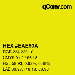 Color code: HEX #EAE60A | qconv.com