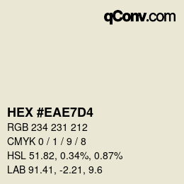Farbcode: HEX #EAE7D4 | qconv.com
