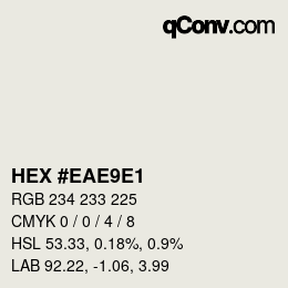 Color code: HEX #EAE9E1 | qconv.com