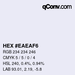 Código de color: HEX #EAEAF6 | qconv.com