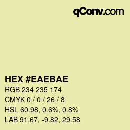 Color code: HEX #EAEBAE | qconv.com