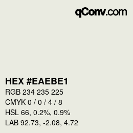 Code couleur: HEX #EAEBE1 | qconv.com
