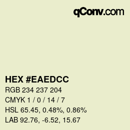 Color code: HEX #EAEDCC | qconv.com