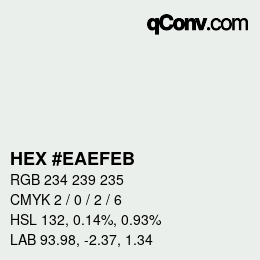 Color code: HEX #EAEFEB | qconv.com