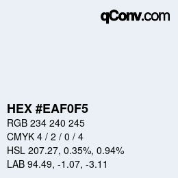 颜色代码: HEX #EAF0F5 | qconv.com