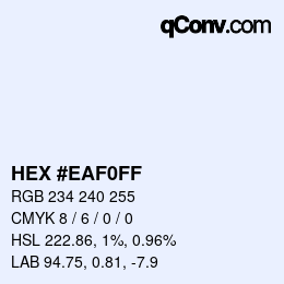 Color code: HEX #EAF0FF | qconv.com