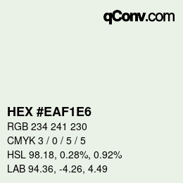 Color code: HEX #EAF1E6 | qconv.com