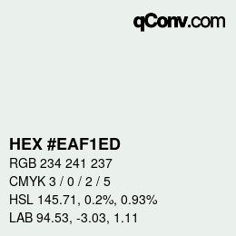 颜色代码: HEX #EAF1ED | qconv.com