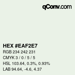 Color code: HEX #EAF2E7 | qconv.com