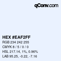 Color code: HEX #EAF2FF | qconv.com