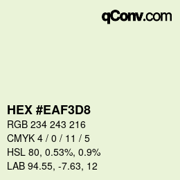 颜色代码: HEX #EAF3D8 | qconv.com