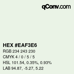 Color code: HEX #EAF3E6 | qconv.com