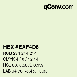 Color code: HEX #EAF4D6 | qconv.com