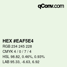 Farbcode: HEX #EAF5E4 | qconv.com