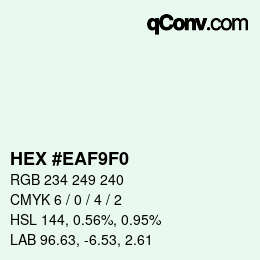 Color code: HEX #EAF9F0 | qconv.com