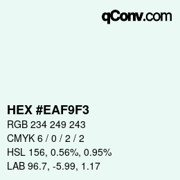 Color code: HEX #EAF9F3 | qconv.com