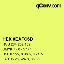Color code: HEX #EAFC6D | qconv.com