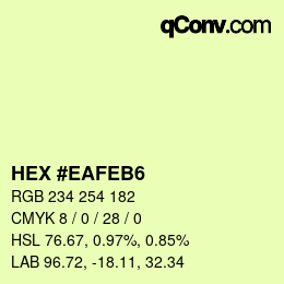 カラーコード: HEX #EAFEB6 | qconv.com