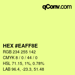 Color code: HEX #EAFF8E | qconv.com