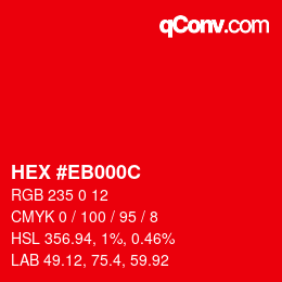 Color code: HEX #EB000C | qconv.com
