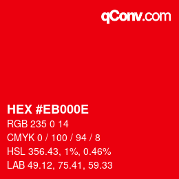 Color code: HEX #EB000E | qconv.com