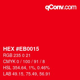 Color code: HEX #EB0015 | qconv.com