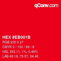 Color code: HEX #EB001B | qconv.com