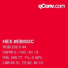 Color code: HEX #EB002C | qconv.com
