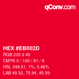 Color code: HEX #EB002D | qconv.com