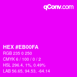 Color code: HEX #EB00FA | qconv.com