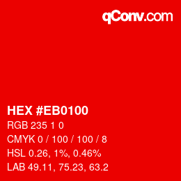 Color code: HEX #EB0100 | qconv.com
