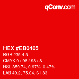 Color code: HEX #EB0405 | qconv.com
