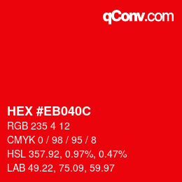 Color code: HEX #EB040C | qconv.com