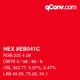 Color code: HEX #EB041C | qconv.com
