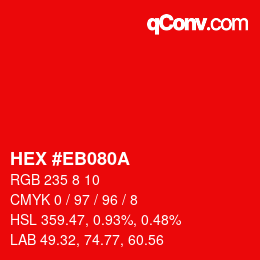 Color code: HEX #EB080A | qconv.com