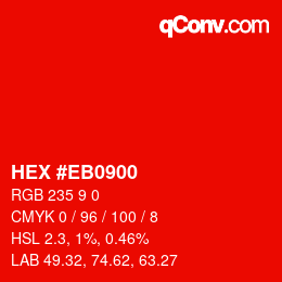 Color code: HEX #EB0900 | qconv.com