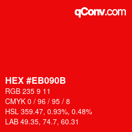 Color code: HEX #EB090B | qconv.com