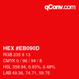 Color code: HEX #EB090D | qconv.com