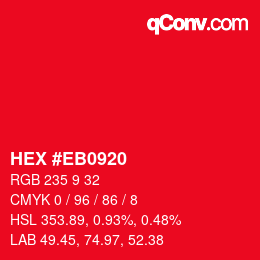 Color code: HEX #EB0920 | qconv.com