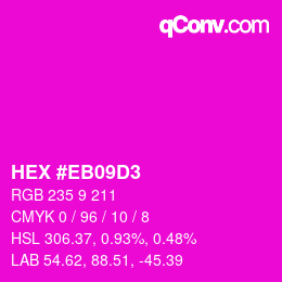 カラーコード: HEX #EB09D3 | qconv.com