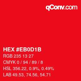 Color code: HEX #EB0D1B | qconv.com