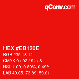 Color code: HEX #EB120E | qconv.com