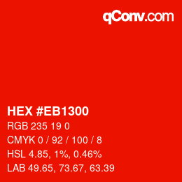 Color code: HEX #EB1300 | qconv.com